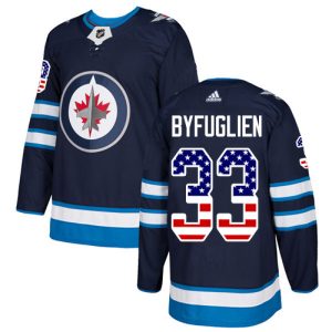 Kinder Winnipeg Jets Eishockey Trikot Dustin Byfuglien #33 Authentic Navy Blau USA Flag Fashion